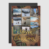 Gold Frohe Weihnachts Foto Collage Geschenk Magnet (Vorne/Hinten)