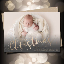 Gold Frohe Weihnachts-Foto Feiertagskarte