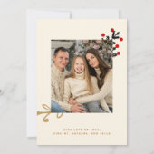 Gold Frohe Weihnachts Foto Ornament Card (Rückseite)