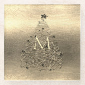 Gold Frohe Weihnachts Monogram Glass Untersetzer (Vorderseite)