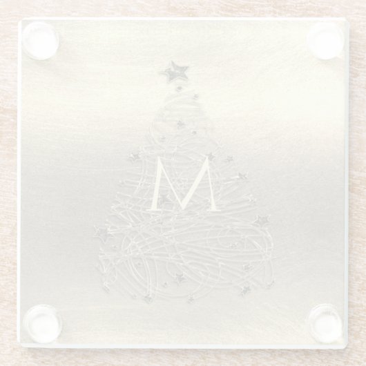 Gold Frohe Weihnachts Monogram Glass Untersetzer (Rückseite)