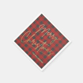 Gold Frohe Weihnachts Red Buffalo Kariert Serviette (Ecke)