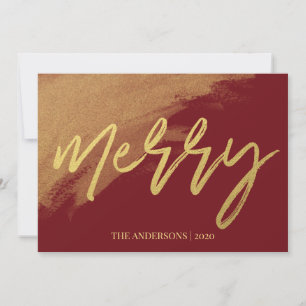 Gold Frohe Weihnachts-Script-Foto Feiertagskarte