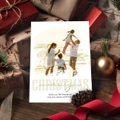Gold Frohe Weihnachts-Script-Foto Feiertagskarte