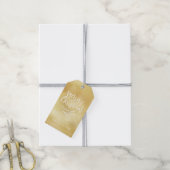 Gold Frohe Weihnachts-Script Weihnachtsbaumen Geschenkanhänger (Mit Garn)