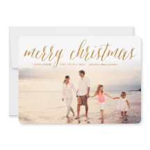 Gold Frohe Weihnachts-Script-Weihnachtsfotokarte