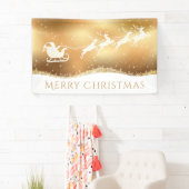 Gold Frohe Weihnachts-Weihnachtsmann-Silhouette Banner (Insitu)