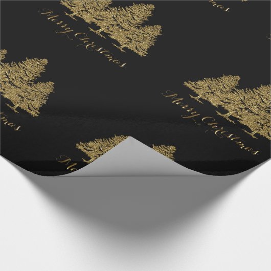 Gold Frohe Weihnachtsbaumen Umschlagpapier Geschenkpapier (Ecke)