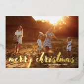 Gold Frohe Weihnachtsbriefe Foto Folien Feiertagskarte (Vorderseite)