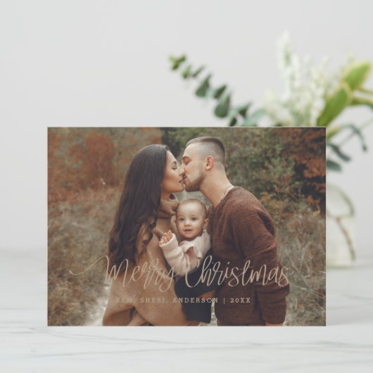 Gold Frohe Weihnachtskarte Einladung (Stehend Vorderseite)