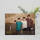 Gold Frohe Weihnachtslandschaft Foto Folien Feiertagskarte (Stehend vorne)