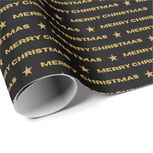 Gold Frohe Weihnachtsmuster Geschenkpapier (Rolleneckpunkt)