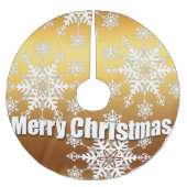 Gold Frohe Weihnachtsschneeflocken - Baumrock Polyester Weihnachtsbaumdecke (Vorderseite)