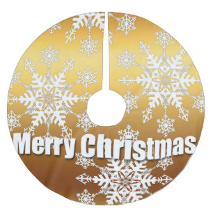 Gold Frohe Weihnachtsschneeflocken - Baumrock Polyester Weihnachtsbaumdecke