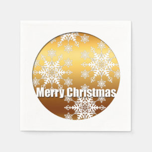 Gold Frohe Weihnachtsschneeflocken Papier Napkin 1 Serviette