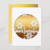Gold Frohe Weihnachtsschneeflocken / Postkarte (Vorne/Hinten)