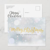 Gold Frohe Weihnachtsschneeunternehmen Feiertagspostkarte (Vorne/Hinten)