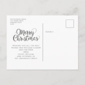 Gold Frohe Weihnachtsschneeunternehmen Feiertagspostkarte (Rückseite)