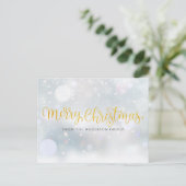 Gold Frohe Weihnachtsschneeunternehmen Feiertagspostkarte (Stehend Vorderseite)