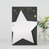 Gold Frohe Weihnachtsstars Briefpapier (Stehend Vorderseite)