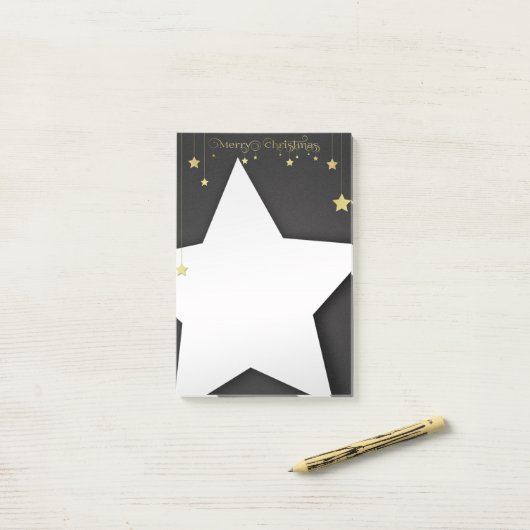 Gold Frohe Weihnachtsstars Post-it Klebezettel (Auf Schreibtisch)