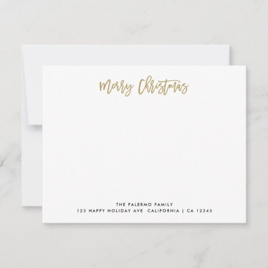 Gold Frohe Weihnachtstypografie Klassische Familie Mitteilungskarte (Vorderseite)