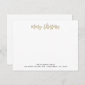 Gold Frohe Weihnachtstypografie Klassische Familie Mitteilungskarte (Vorne/Hinten)