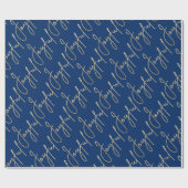 Gold FRÖHLICH auf Blau Geschenkpapier (Flach)