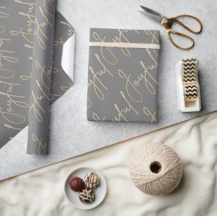 Gold FRÖHLICH auf Grau Geschenkpapier
