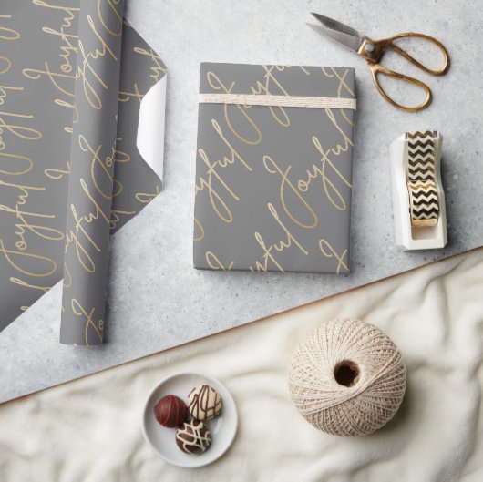 Gold FRÖHLICH auf Grau Geschenkpapier (Kunsthandwerk)