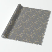 Gold FRÖHLICH auf Grau Geschenkpapier (Ungerollt)