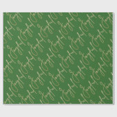 Gold FRÖHLICH auf Grün Geschenkpapier (Flach)