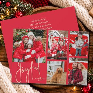 Gold FRÖHLICHE Multi-Foto-Weihnachtskarte Feiertagskarte