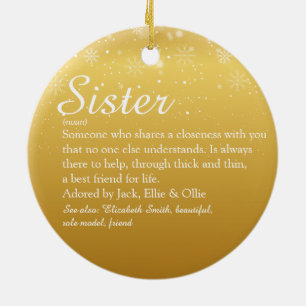 Gold Fröhliche Weihnachten Beste Schwester aller Z Keramik Ornament