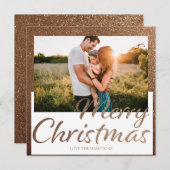 Gold Full Glitzer Foto Frohe Weihnachtskarte (Vorne/Hinten)