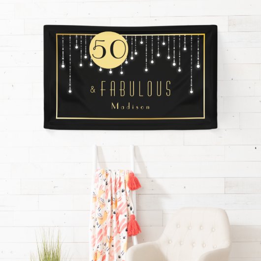 Gold Fun Fab 50th Birthday Banner (Insitu)