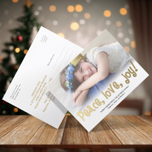 Gold Fun Peace Liebe Joy Foto Moderne Postkarte