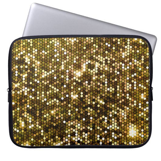 Gold funkeln: glänzender Hintergrund. Laptopschutzhülle (Vorderseite)