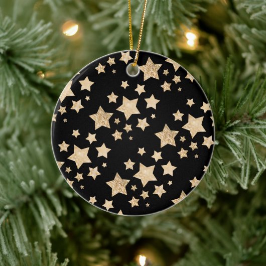 Gold funkeln Star Weihnachtsfeiertag schwarz Keramik Ornament (Baum)