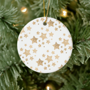 Gold funkeln Star Weihnachtsfeiertag weiß Keramik Ornament