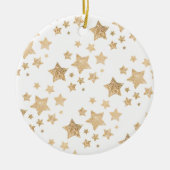Gold funkeln Star Weihnachtsfeiertag weiß Keramik Ornament (Vorne)
