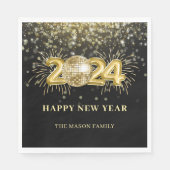 Gold Funkelnd Diskothek Ball Silvester Party Serviette (Vorderseite)