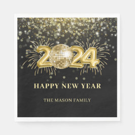 Gold Funkelnd Diskothek Ball Silvester Party Serviette