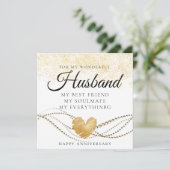 Gold Funkelnd Ehemannskarte zum Hochzeitstag Dankeskarte (Stehend Vorderseite)