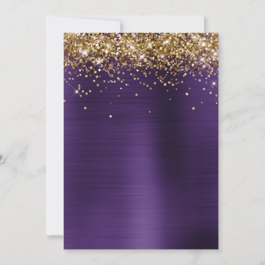 Gold Funkelnd Glitzer Dunkle Violet Ombre Foil Save The Date (Rückseite)