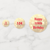 Gold funkelnd Happy 104. Geburtstag Ballon Design Konfetti (Vorderseiten)