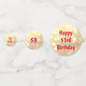 Gold funkelnd Happy 53. Geburtstag Ballon Design Konfetti (Vorderseiten)
