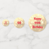 Gold funkelnd Happy 90. Geburtstag Ballon Design Konfetti (Vorderseiten)