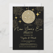 Gold Funkelnd Silvester Party Disco Ball Einladung (Vorderseite)