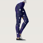 Gold Funkelnd Sterne und weiße Sterne auf blauem H Leggings (Rechts)